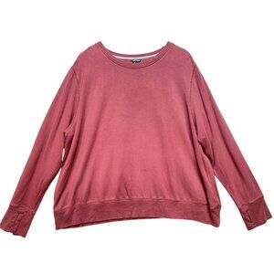 Eddie Bauer Women's Fleece Pullover Sweatshirt Long Sleeve Size 2XL Pink Stretch